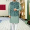 Green Kurta Pajama With Velvet Jacket -Riwaayat Store p1014mw30