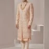 Peach Silk Sherwani Set With Embroidery 2 Peach Silk Sherwani Set With Embroidery -Riwaayat Store p1031mw05