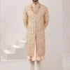 Cream Zardozi Work Sherwani Set In Silk -Riwaayat Store p1031mw07