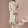 Off White Wedding Sherwani With Zardozi Embroidery 2 Off White Wedding Sherwani With Zardozi Embroidery -Riwaayat Store p1031mw13