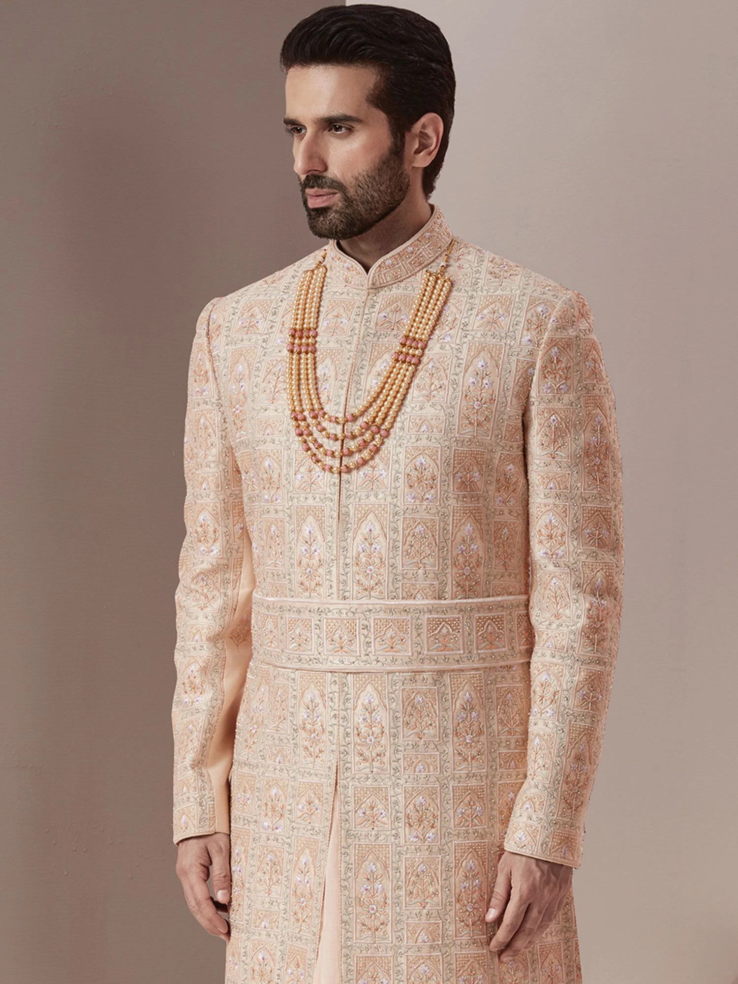 Peach Readymade Groom Sherwani And Kurta Set 4 Peach Readymade Groom Sherwani And Kurta Set - Image 2