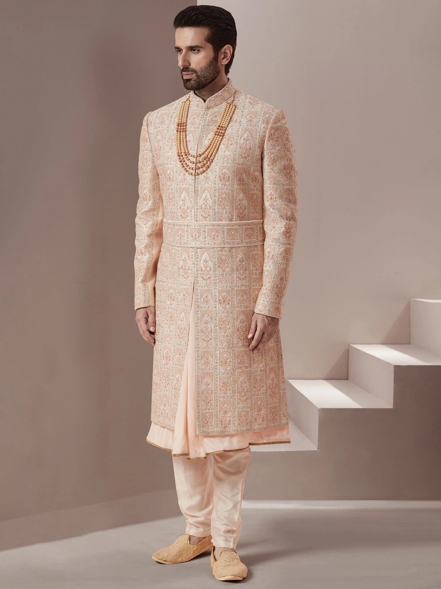Peach Readymade Groom Sherwani And Kurta Set 3 Peach Readymade Groom Sherwani And Kurta Set