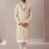 Off White Silk Sherwani With Anarkali Kurta Set -Riwaayat Store p1031mw26