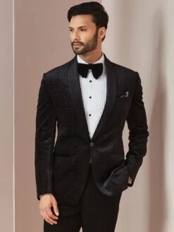 Black Designer Tuxedo Suit With Hand Work -Riwaayat Store p1031mw42 1 1