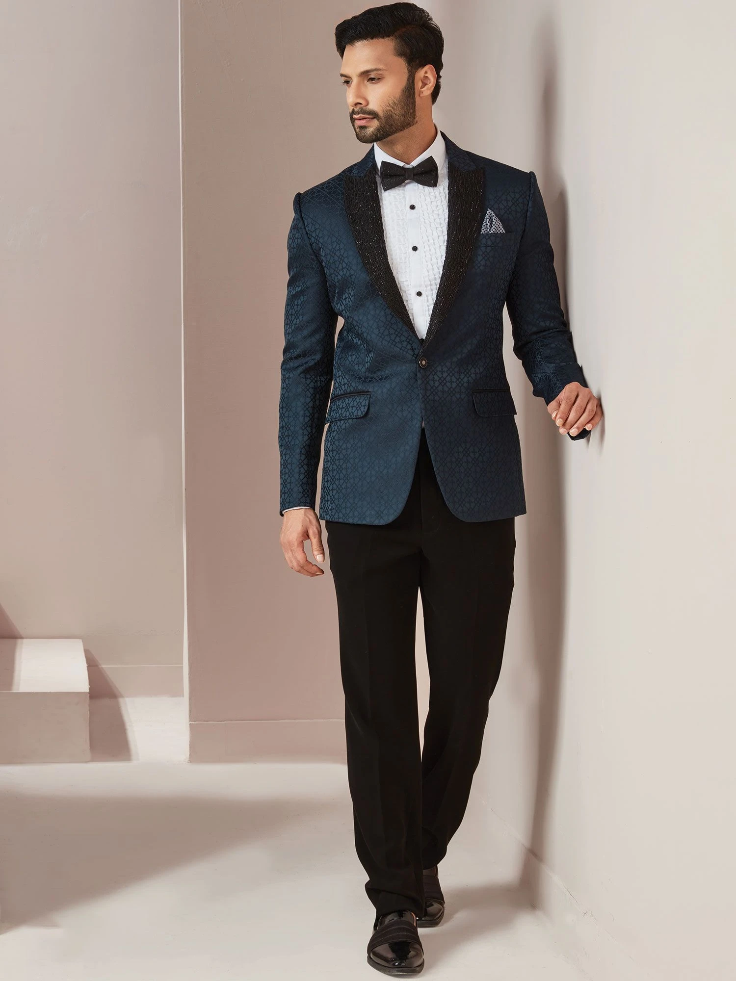 Blue Cocktail Tuxedo With Hand Work 3 Blue Cocktail Tuxedo With Hand Work