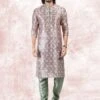 Green Printed Kurta Pajama In Banarasi Silk -Riwaayat Store p1034mw05