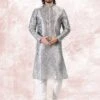 Silver Printed Banarasi Silk Kurta Pyjama -Riwaayat Store p1034mw17