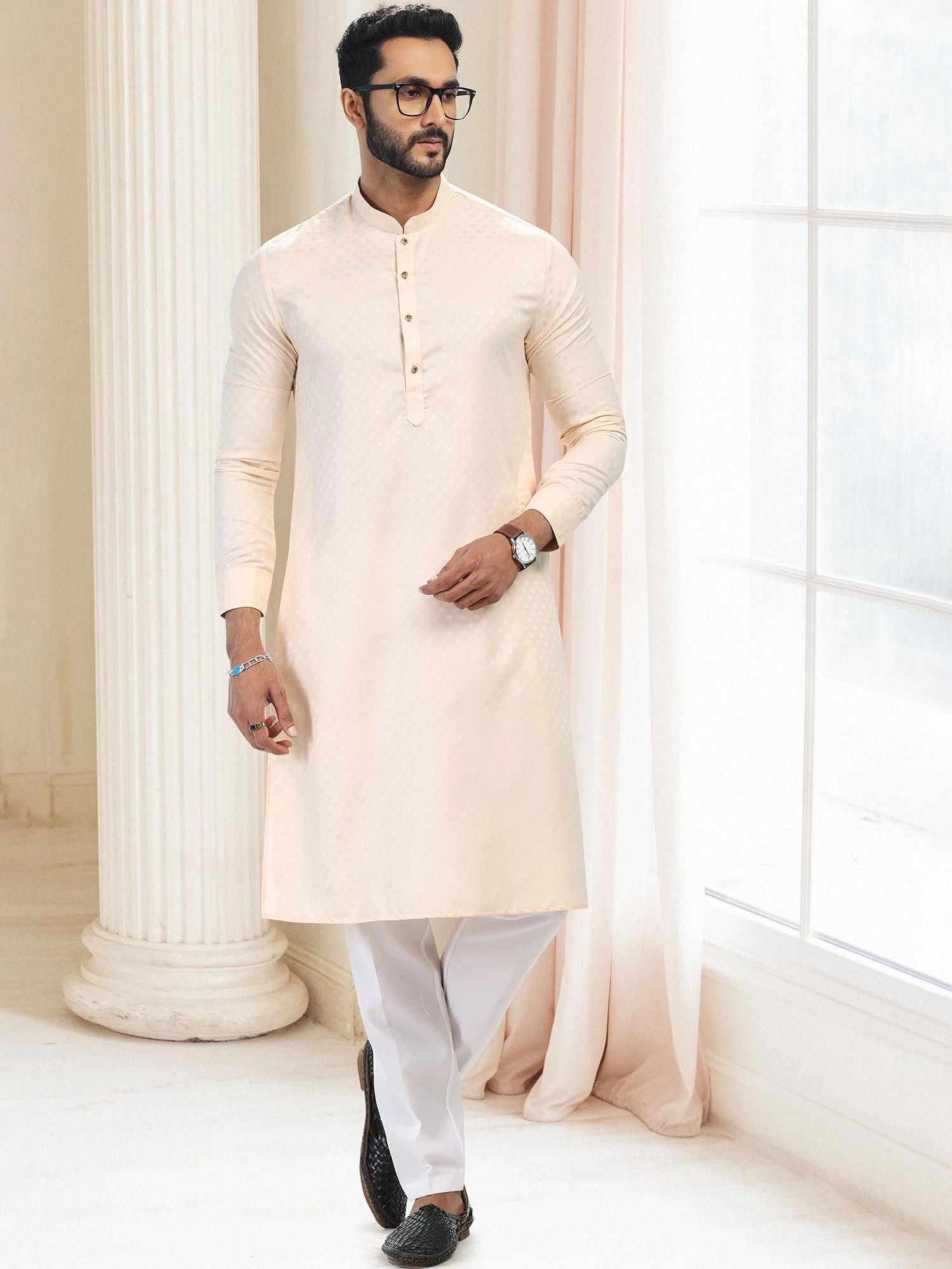 Cream Silk Kurta Pajama For Men 3 Cream Silk Kurta Pajama For Men