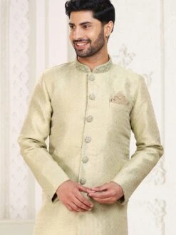 Green Party Wear Kurta Pyjama In Jacquard -Riwaayat Store p1036mw06 1