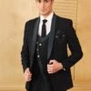 Readymade Black Embroidered Tuxedo Suit For Men -Riwaayat Store p1038mw01
