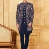 Blue Readymade Embroidered Indo Western For Men -Riwaayat Store p1038mw13