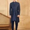 Blue Sequined Mens Indo Western In Silk -Riwaayat Store p1038mw14