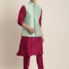 Magenta Readymade Kurta Pajama With Jacket -Riwaayat Store p1039mw12