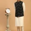 Off White Art Silk Kurta Pajama With Jacket -Riwaayat Store p1039mw20