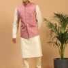 Cream Embroidered Kurta Pajama And Jacket Set -Riwaayat Store p1039mw23