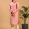 Pink Embroidered Festive Kurta Pyjama In Silk 2 Pink Embroidered Festive Kurta Pyjama In Silk -Riwaayat Store p1039mw25