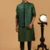 Green Kurta Pajama With Embroidered Jacket 2 Green Kurta Pajama With Embroidered Jacket -Riwaayat Store p1039mw28