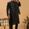 Black Readymade Kurta Pyjama With Embroidered Jacket 2 Black Readymade Kurta Pyjama With Embroidered Jacket -Riwaayat Store p1039mw33