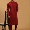 Red Mirror Embroidered Kurta Pyjama Set -Riwaayat Store p1039mw44