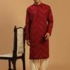 Red Party Wear Embroidered Pathani Suit -Riwaayat Store p1039mw45