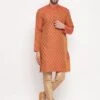 Orange Woven Kurta Pyjama In Art Silk -Riwaayat Store p1040mw05