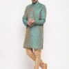 Blue Woven Silk Kurta Pajama For Men -Riwaayat Store p1040mw06