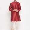 Red Woven Art Silk Kurta Pyjama Set -Riwaayat Store p1040mw21