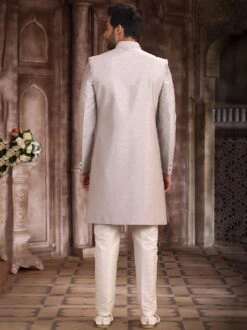 Silver Embroidered Art Silk Indo Western Set -Riwaayat Store p1041mw06 2