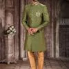 Green Art Silk Indo Western Set With Embroidery -Riwaayat Store p1041mw08