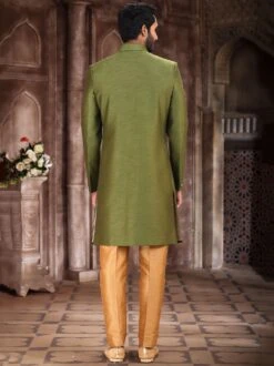 Green Art Silk Indo Western Set With Embroidery -Riwaayat Store p1041mw08 2