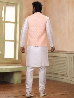 White Readymade Festive Kurta Pajama And Jacket -Riwaayat Store p1042mw03 2 2