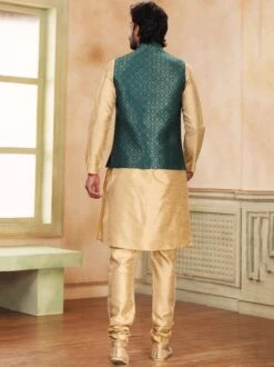 Beige Party Wear Kurta Churidar With Jacket -Riwaayat Store p1042mw11 2 2