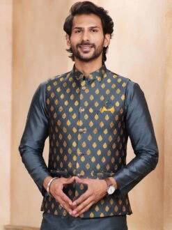 Grey Art Silk Mens Wear Kurta Pajama Set 6 Grey Art Silk Mens Wear Kurta Pajama Set -Riwaayat Store p1042mw17 1 1