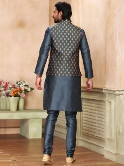 Grey Art Silk Mens Wear Kurta Pajama Set 7 Grey Art Silk Mens Wear Kurta Pajama Set -Riwaayat Store p1042mw17 2 1