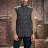 Blue Thread Embroidered Mens Nehru Jacket -Riwaayat Store p1044mw07 1