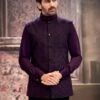 Purple Mens Nehru Jacket With Thread Embroidered -Riwaayat Store p1044mw11 1