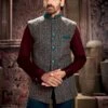 Blue Festive Nehru Jacket With Thread Work -Riwaayat Store p1044mw13 1