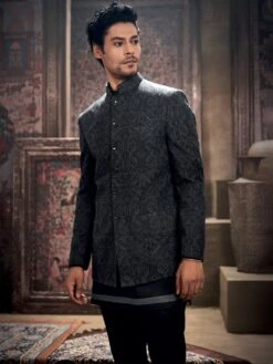 Black Groom Jodhpuri Suit In Silk