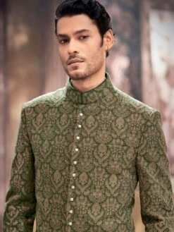 Green Silk Jodhpuri Suit With Embroidery -Riwaayat Store p1044mw23 1 1