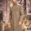 Green Thread Embroidered Silk Indo Western For Men -Riwaayat Store p1044mw25
