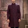Maroon Silk Groom Indo Westren With Embroidery -Riwaayat Store p1044mw26