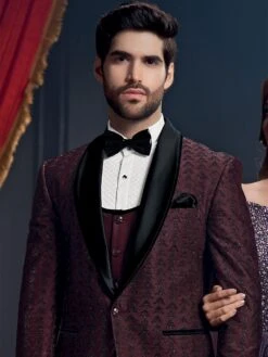 Maroon Party Wear Tuxedo In Italian Fabric -Riwaayat Store p1045mw02 1 1