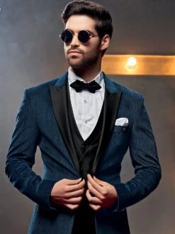 Blue Embroidered Velvet Tuxedo Set For Men -Riwaayat Store p1045mw08 1 1