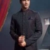 Dark Green Bandhgala Suit With Thread Work -Riwaayat Store p1045mw13