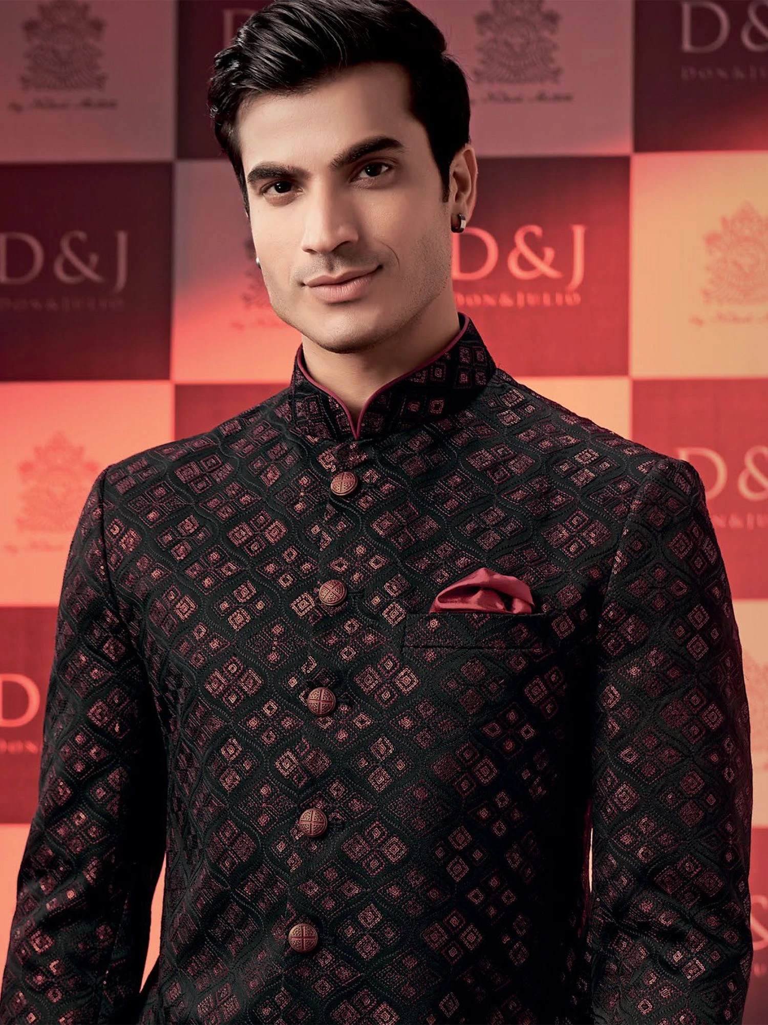 Black Sequined Bandhgala Set In Italian Fabric 4 Black Sequined Bandhgala Set In Italian Fabric - Image 2