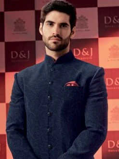 Blue Designer Silk Indo Western With Embroidery -Riwaayat Store p1045mw37 1