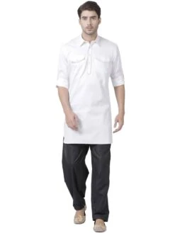 White Readymade Pathani Style Kurta Pajama