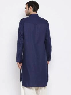 Blue Festive Cotton Kurta With Pathani Salwar -Riwaayat Store p1046mw04 2