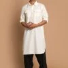 White Party Wear Pathani Kurta Pajama In Cotton -Riwaayat Store p1046mw06