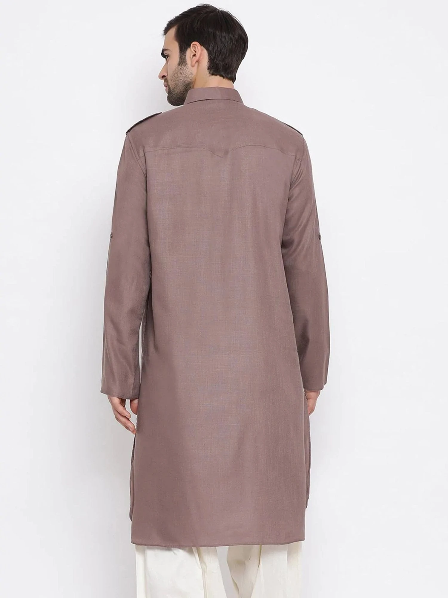 Brown Readymade Kurta With Pathani Salwar 4 Brown Readymade Kurta With Pathani Salwar - Image 3